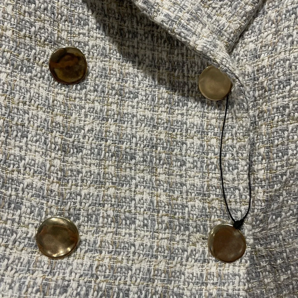Zara MulticolorTweed Double-Breasted Blazer Size S - Picture 3 of 5